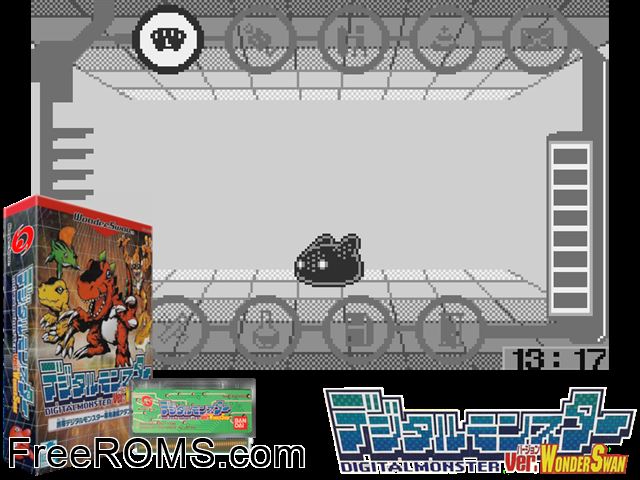 Digimon Digital Monsters (Asia) [M] Wonderswan game showing 3D box cover and gameplay screenshot